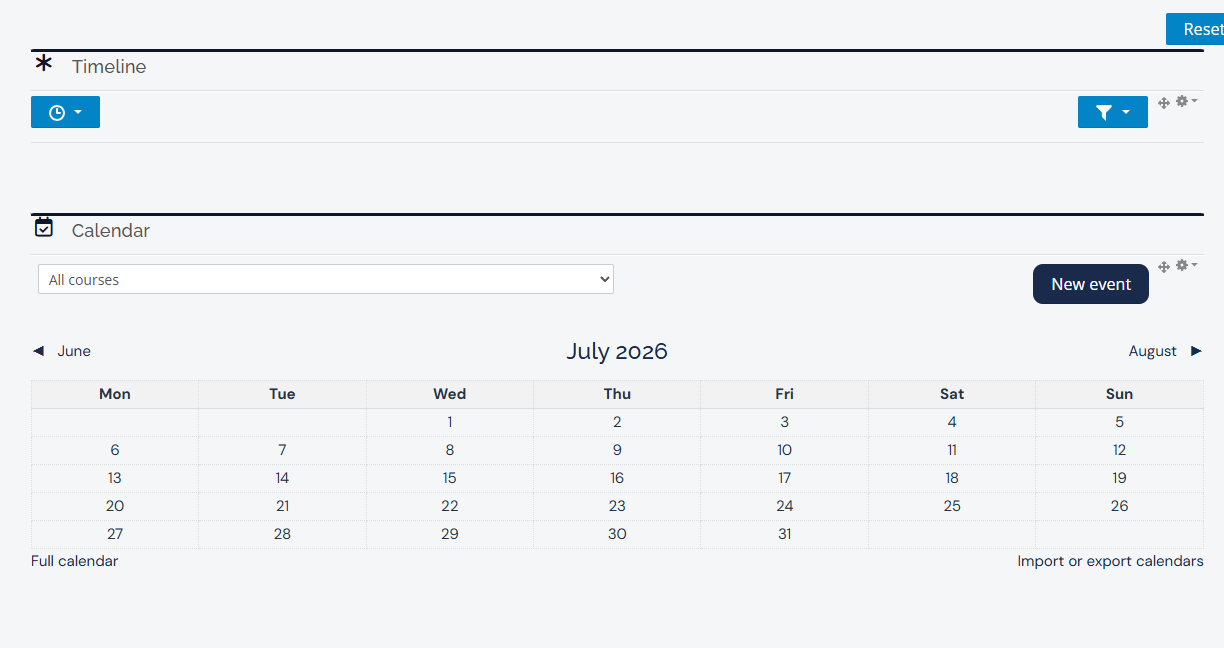 Dashboard view