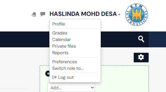Profile menu location